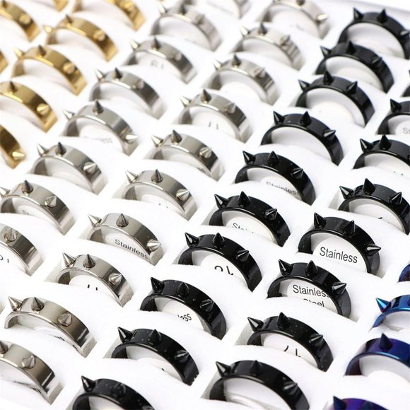 Multicolor Spike Stainless Steel Rings - Picture 2 of 7